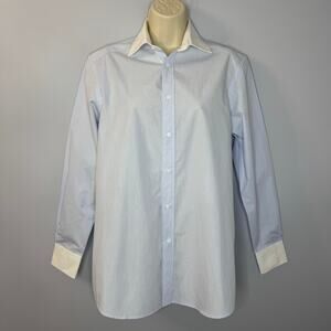 With Nothing Underneath The Boyfriend Shirt Blue with White Casual Classic Sz 8